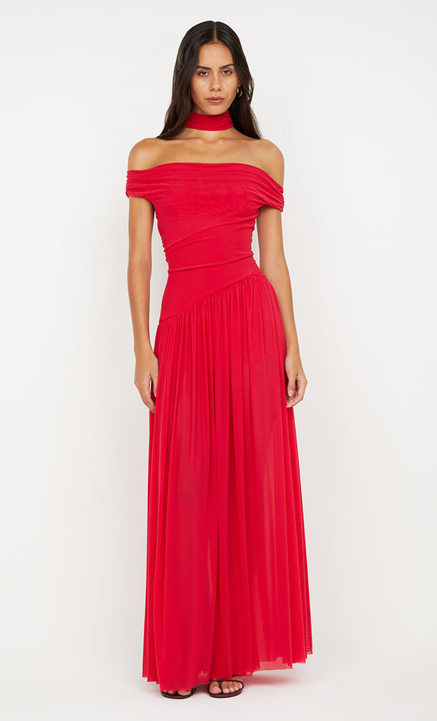 DEIJA OFFSHOULDER MAXI DRESS - STRAWBERRY