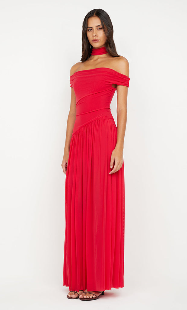 DEIJA OFFSHOULDER MAXI DRESS - STRAWBERRY