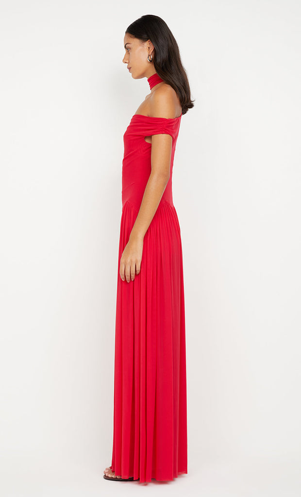 DEIJA OFFSHOULDER MAXI DRESS - STRAWBERRY