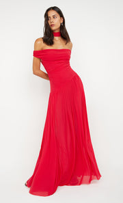 DEIJA OFFSHOULDER MAXI DRESS - STRAWBERRY