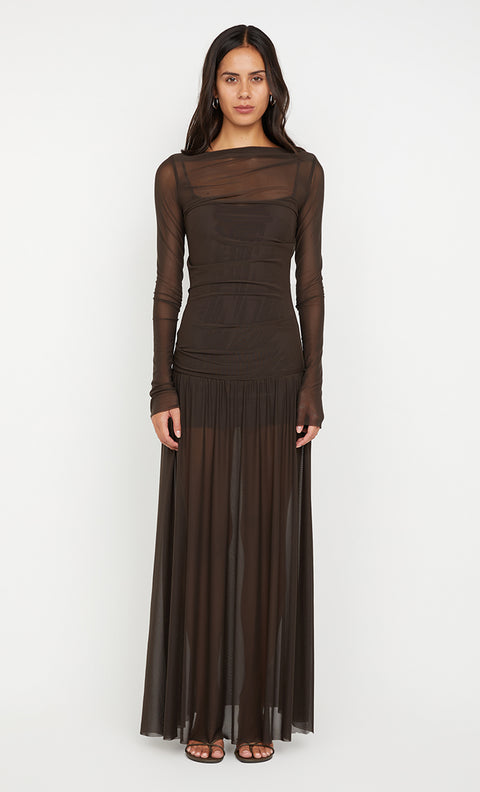 BLAINE LONG SLEEVE MAXI DRESS - CEDAR