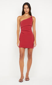 ARIVEN ASYM MINI DRESS - CHERRY