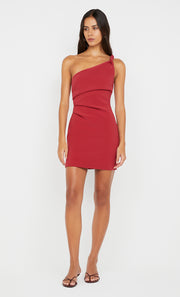 ARIVEN ASYM MINI DRESS - CHERRY