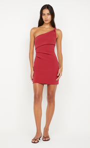 ARIVEN ASYM MINI DRESS - CHERRY