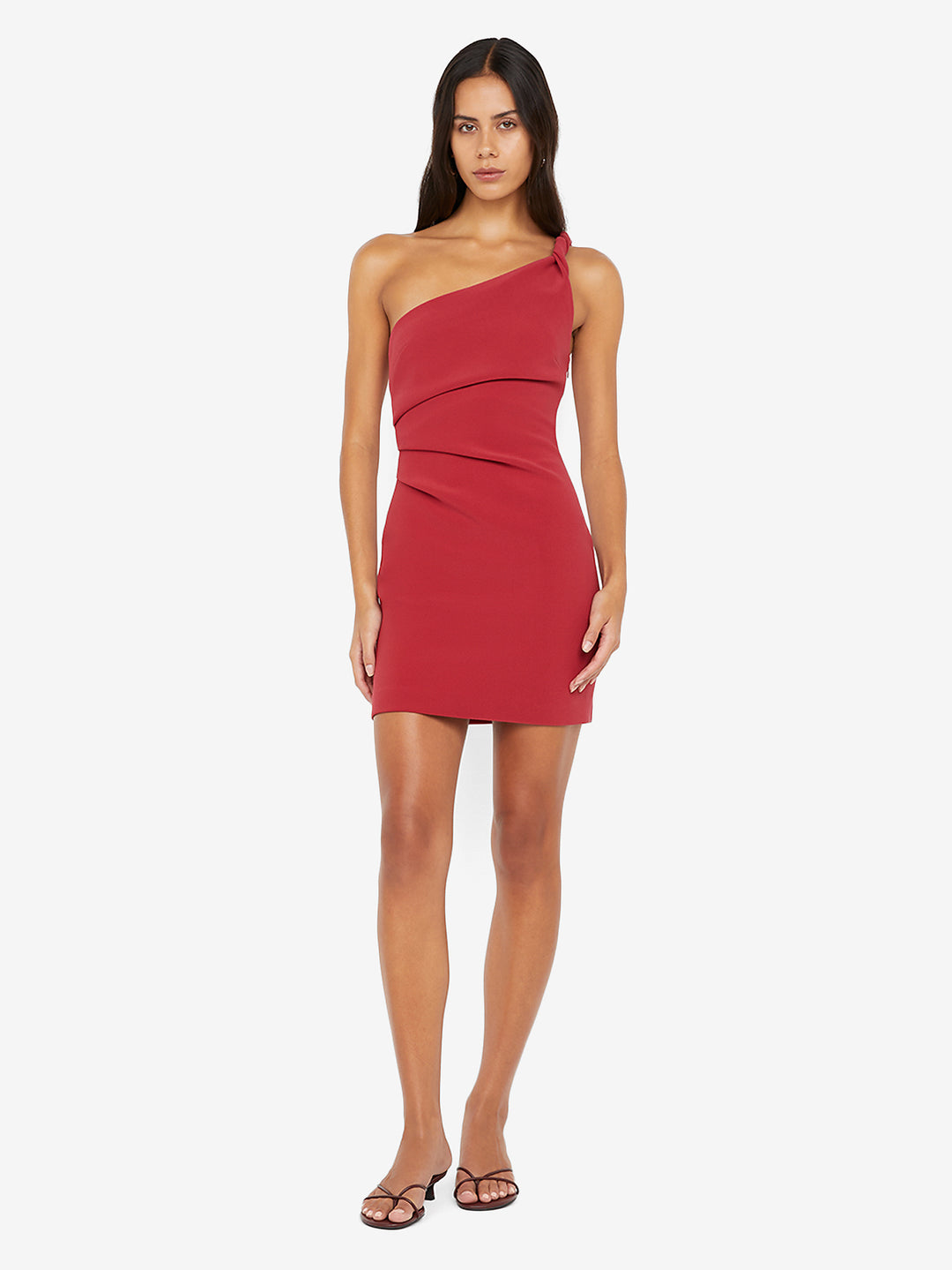 ARIVEN ASYM MINI DRESS - CHERRY
