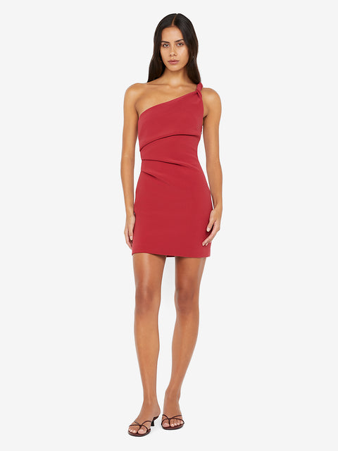 ARIVEN ASYM MINI DRESS - CHERRY