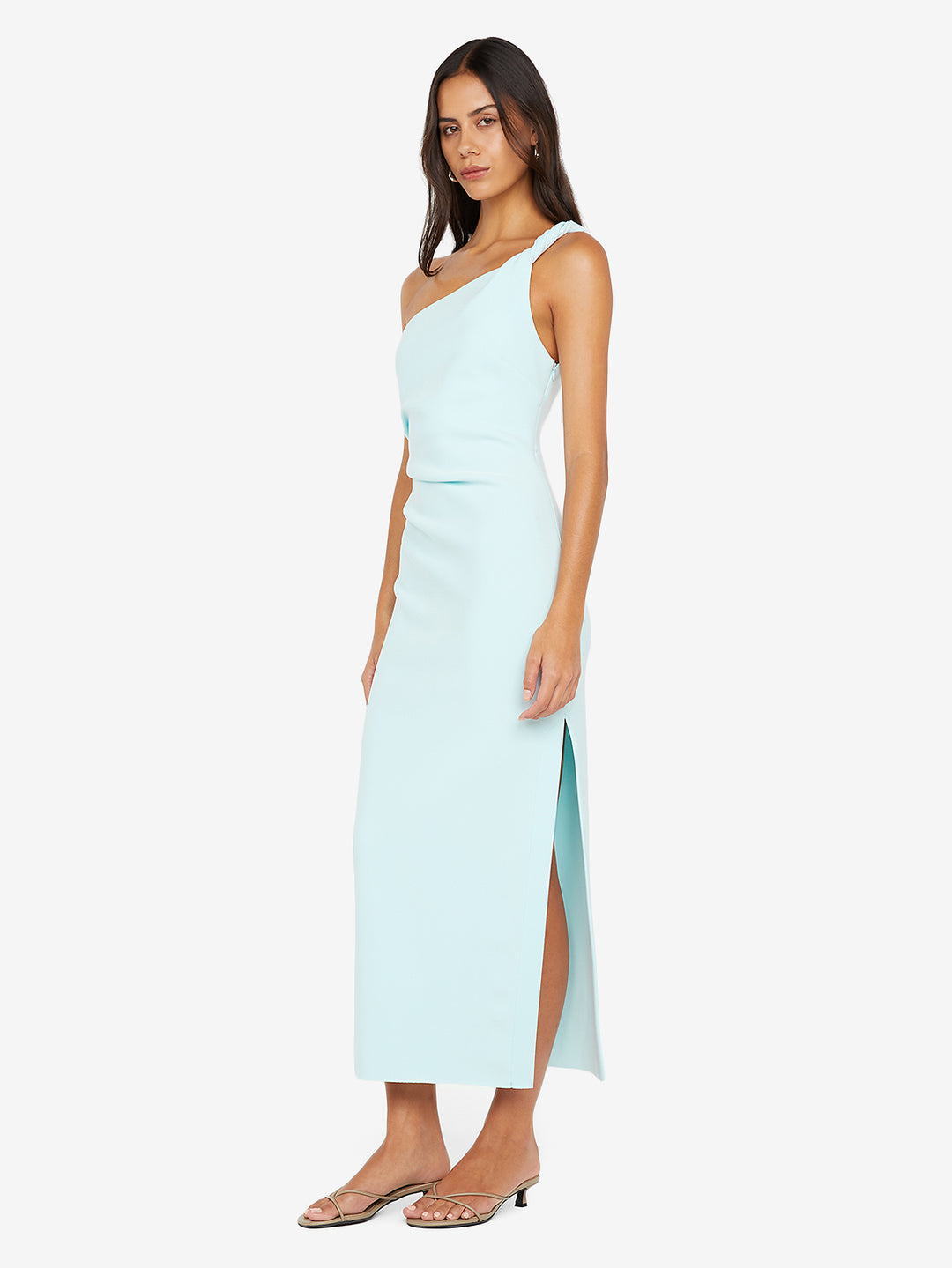 ARIVEN ASYM MIDI DRESS - ARCTIC BLUE