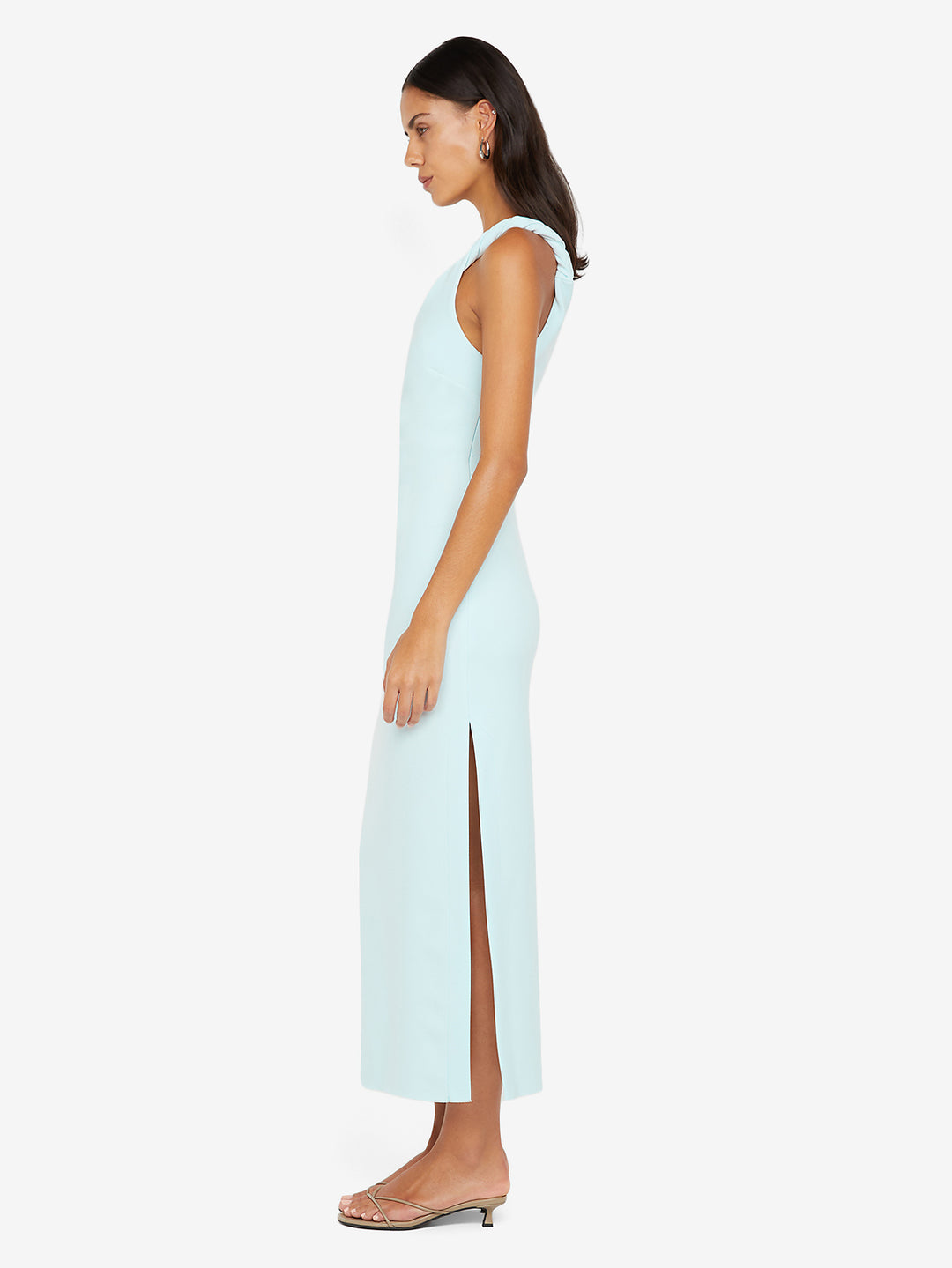 ARIVEN ASYM MIDI DRESS - ARCTIC BLUE