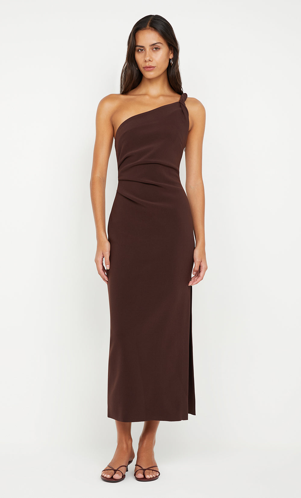Ariven ASYM MIDI Dress - DARK Chocolate - 0 Ariven ASYM MIDI Dress - DARK Chocolate - 0