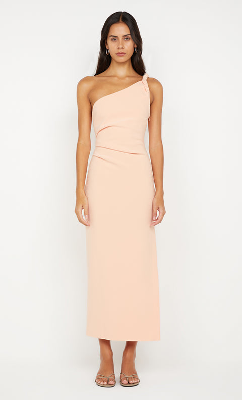 ARIVEN ASYM MIDI DRESS - PEACH