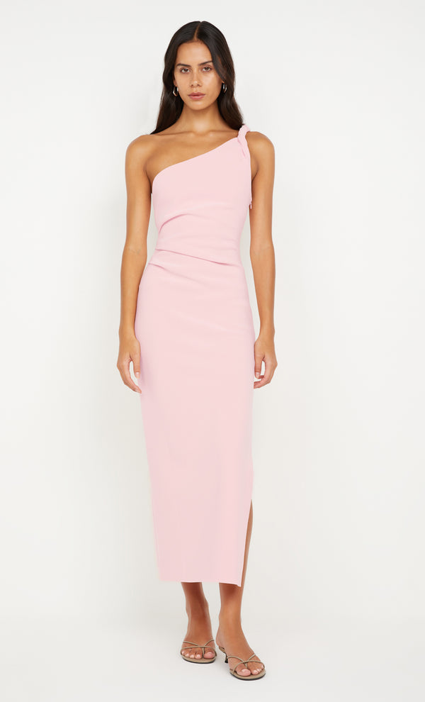 ARIVEN ASYM MIDI DRESS - POWDER PINK