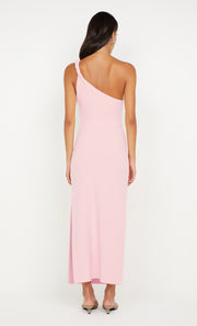 ARIVEN ASYM MIDI DRESS - POWDER PINK
