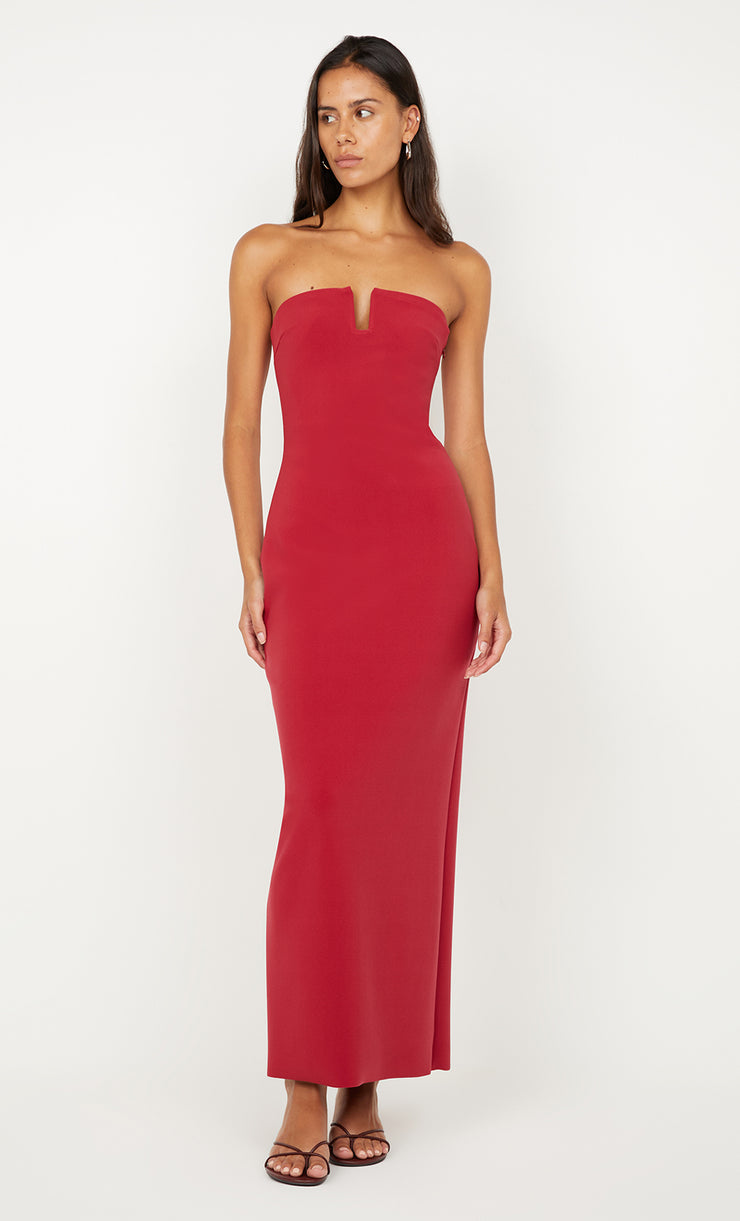 RAFI STRAPLESS DRESS - CHERRY