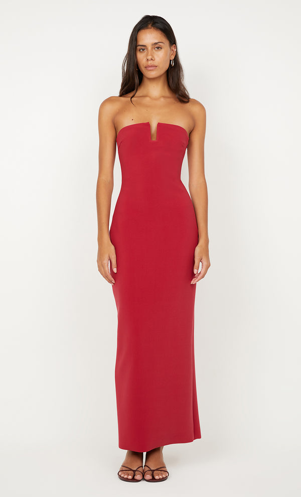 RAFI STRAPLESS DRESS - CHERRY