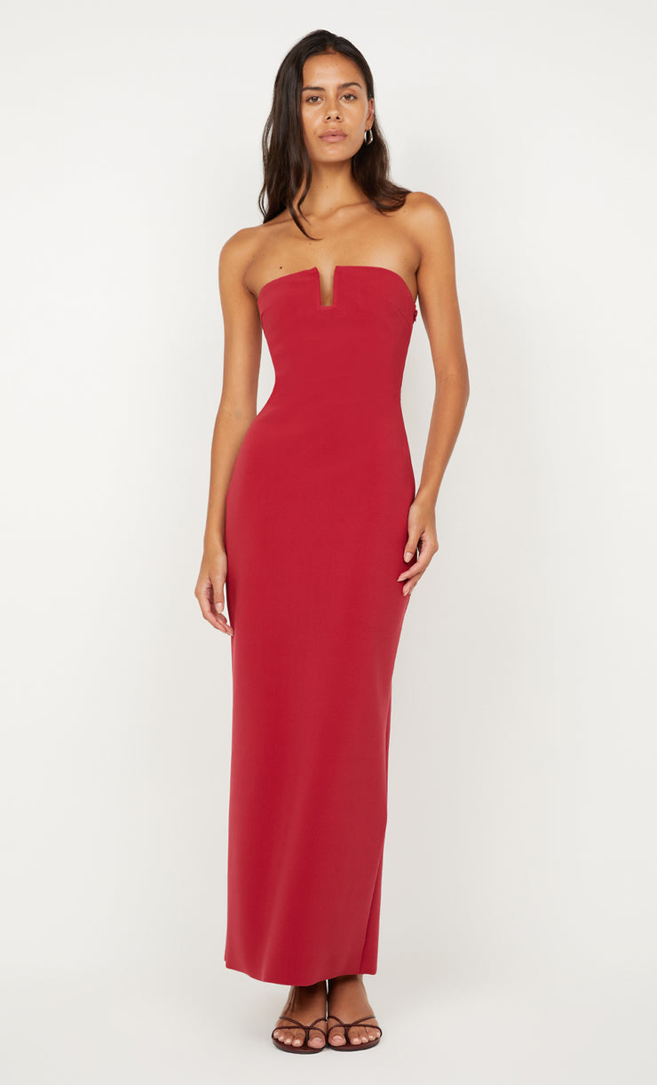 RAFI STRAPLESS DRESS - CHERRY