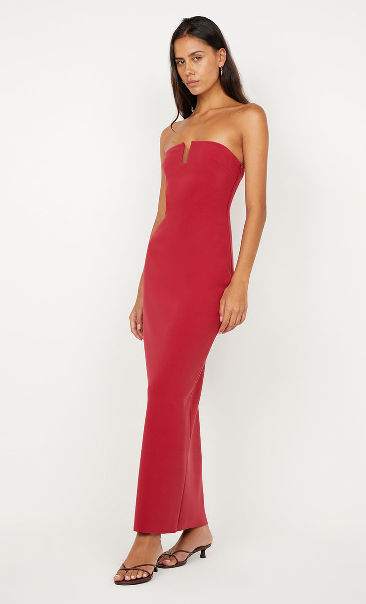 RAFI STRAPLESS DRESS - CHERRY