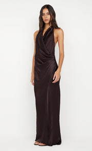 ELISIA WRAP MAXI DRESS - DARK CHOCOLATE