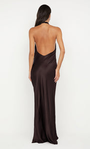 ELISIA WRAP MAXI DRESS - DARK CHOCOLATE