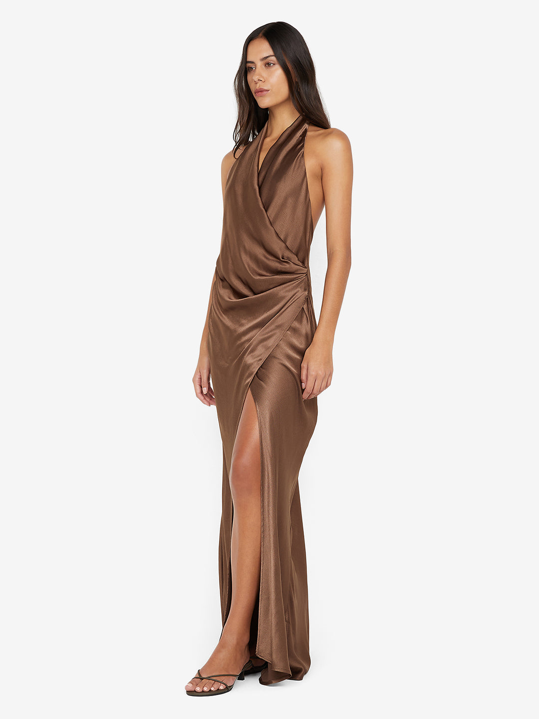 ELISIA WRAP MAXI DRESS - MILK CHOCOLATE