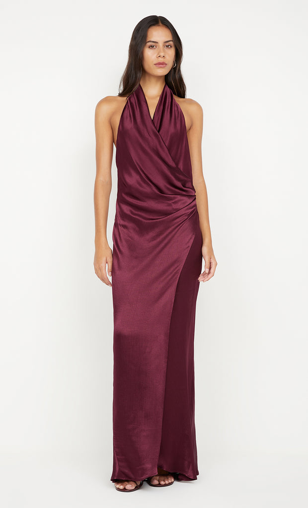 ELISIA WRAP MAXI DRESS - PLUM