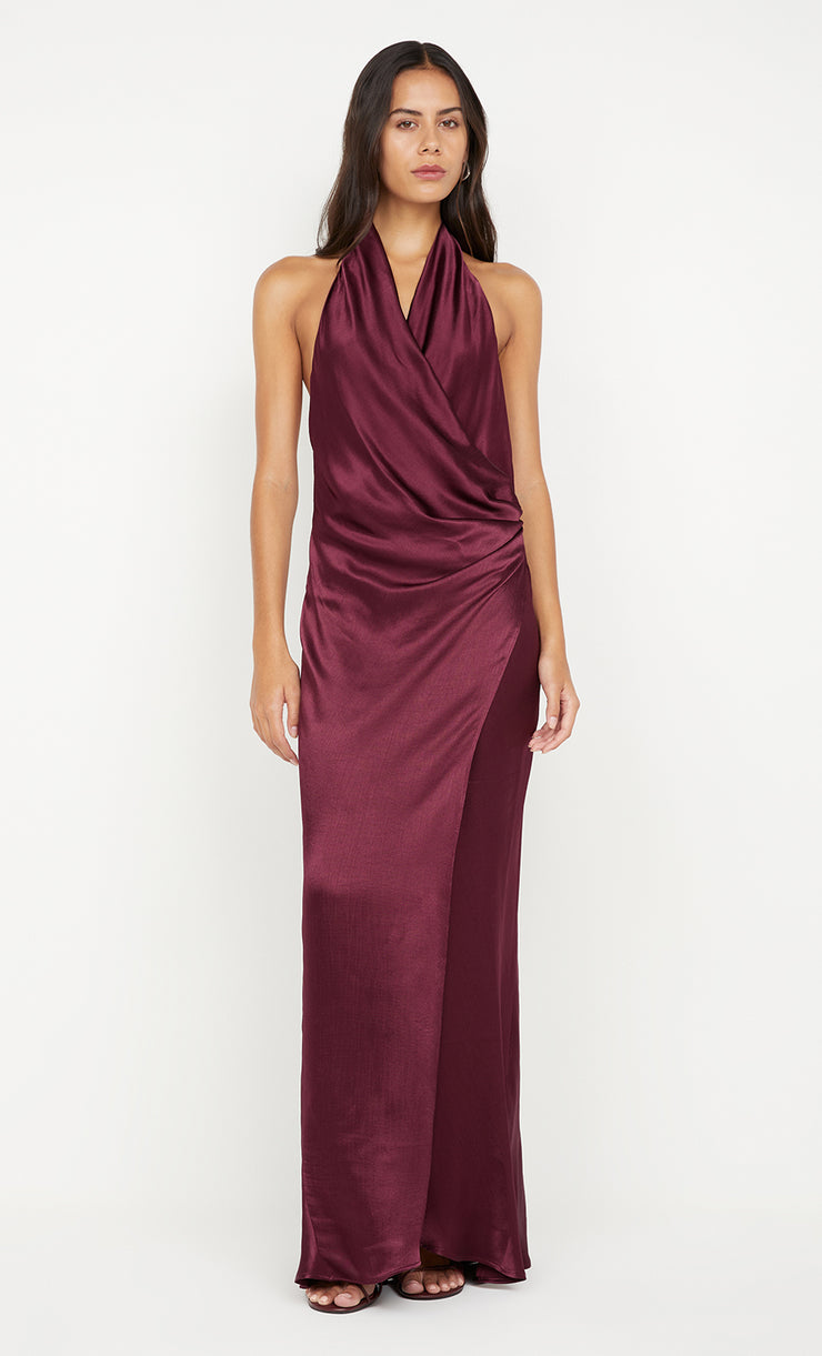 ELISIA WRAP MAXI DRESS - PLUM