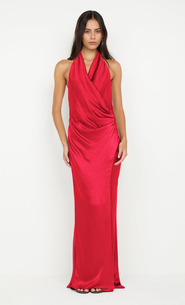 ELISIA WRAP MAXI DRESS - STRAWBERRY