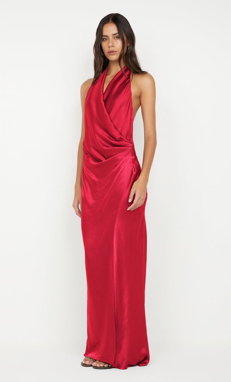 ELISIA WRAP MAXI DRESS - STRAWBERRY
