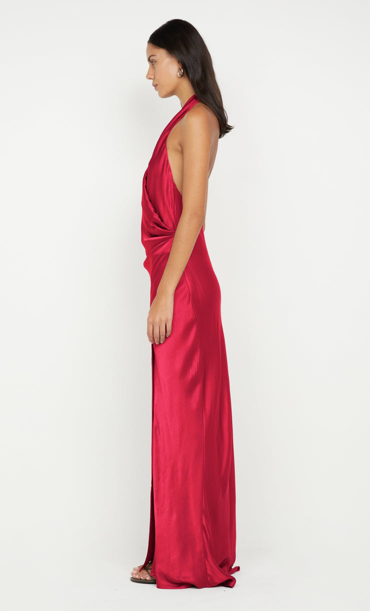 ELISIA WRAP MAXI DRESS - STRAWBERRY