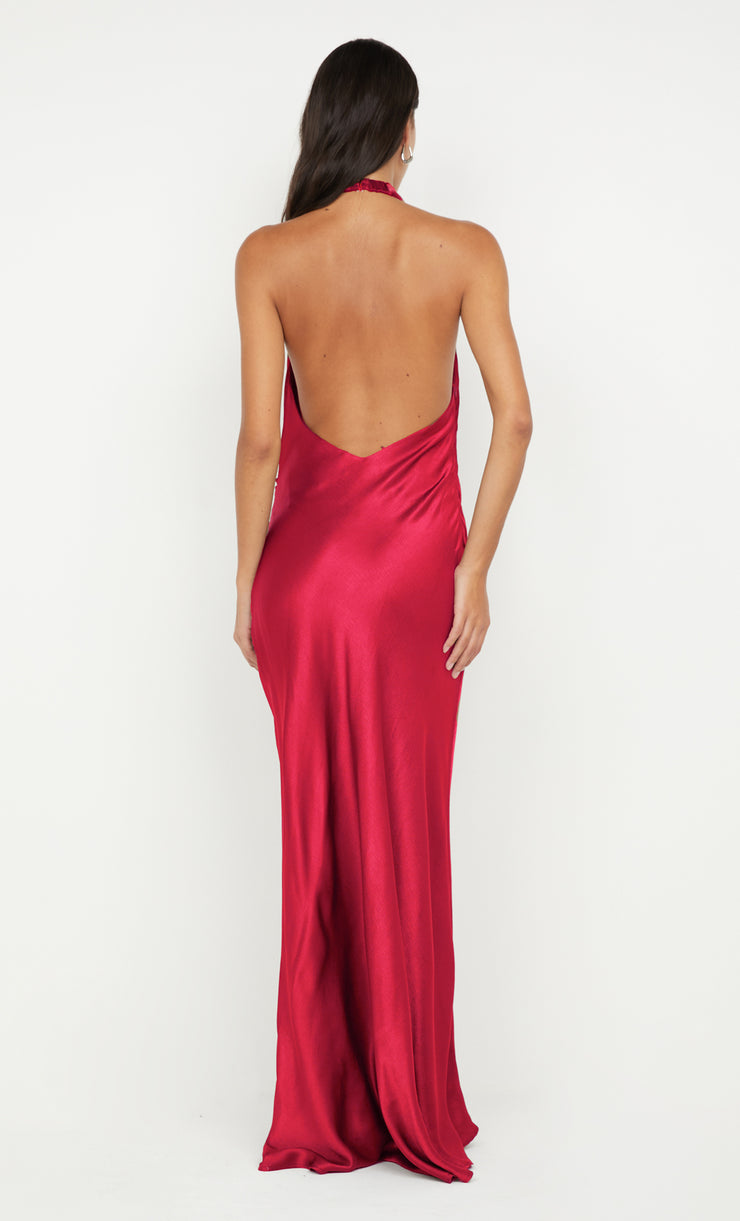 ELISIA WRAP MAXI DRESS - STRAWBERRY