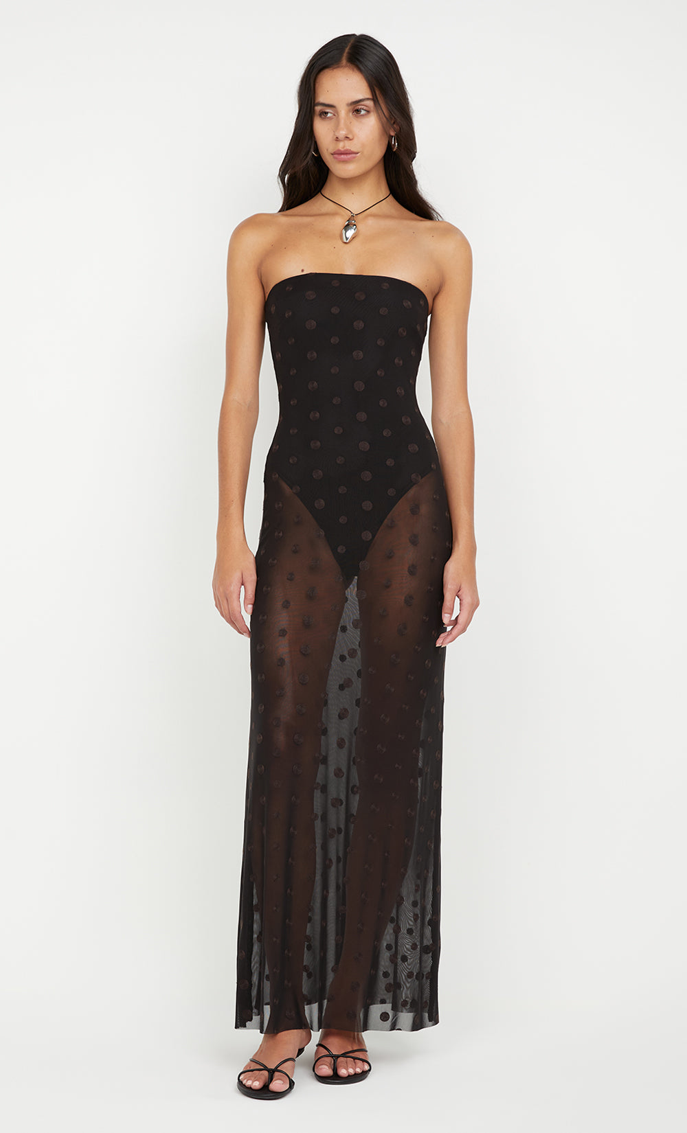 KARLA STRAPLESS MAXI DRESS - BLACK/CHOC SPOT