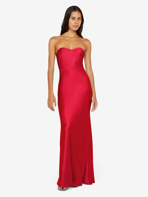 CINDER STRAPLESS MAXI DRESS - STRAWBERRY