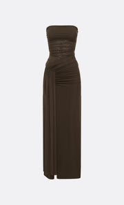 IDA STRAPLESS DRESS - MILK CHOCOLATE