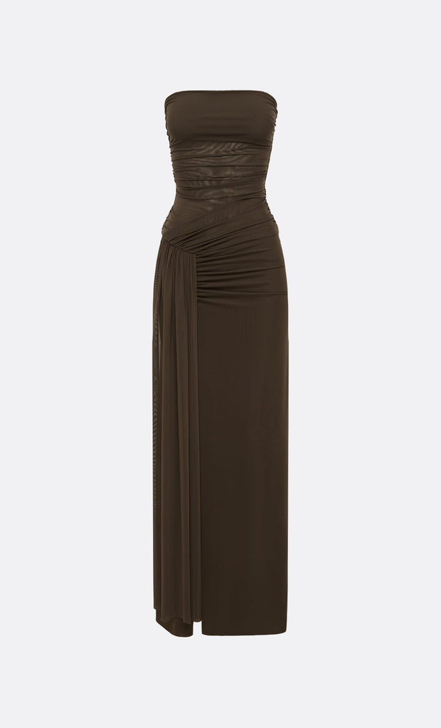 IDA STRAPLESS DRESS - MILK CHOCOLATE