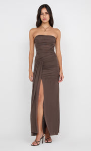 IDA STRAPLESS DRESS - MILK CHOCOLATE