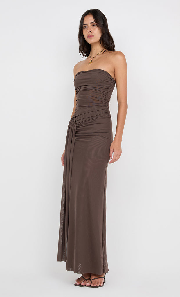 IDA STRAPLESS DRESS - MILK CHOCOLATE