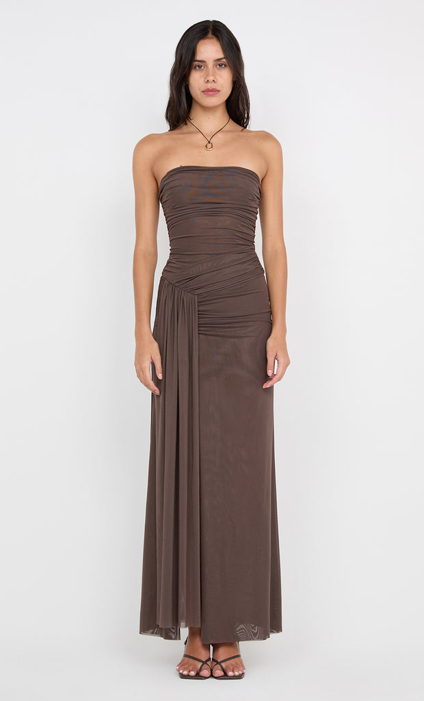 IDA STRAPLESS DRESS - MILK CHOCOLATE