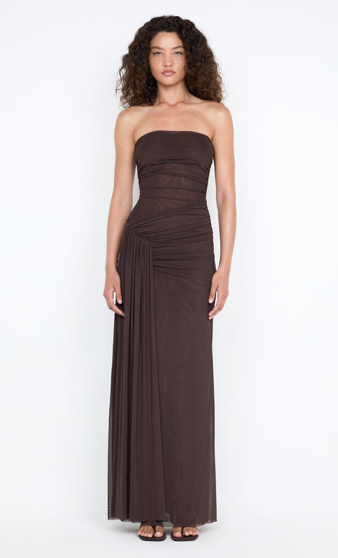 IDA STRAPLESS DRESS - DARK CHOCOLATE