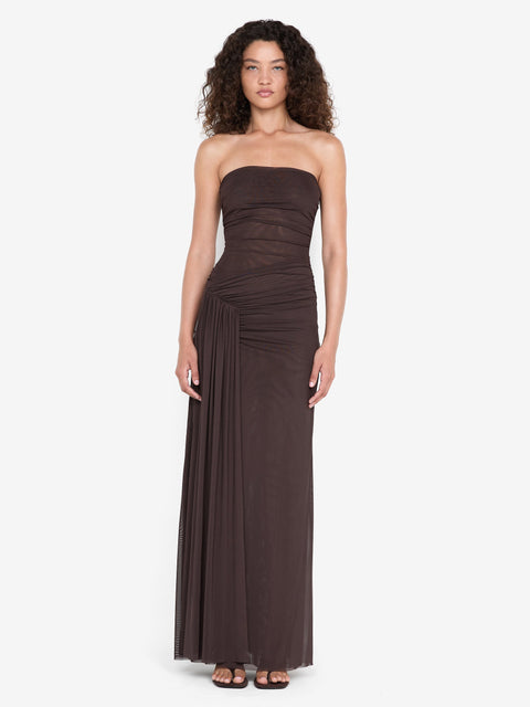 IDA STRAPLESS DRESS - MILK CHOCOLATE