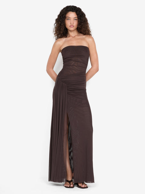 IDA STRAPLESS DRESS - MILK CHOCOLATE