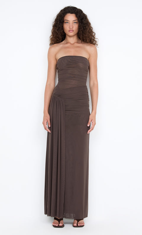 IDA STRAPLESS DRESS - MILK CHOCOLATE