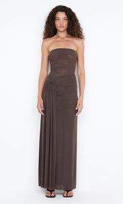 IDA STRAPLESS DRESS - MILK CHOCOLATE