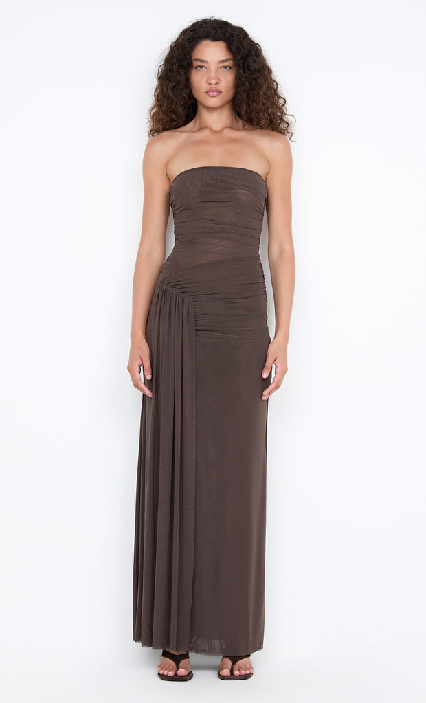IDA STRAPLESS DRESS - MILK CHOCOLATE