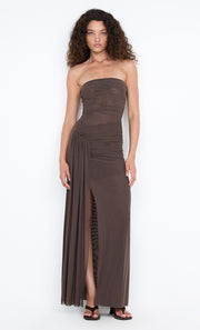IDA STRAPLESS DRESS - MILK CHOCOLATE