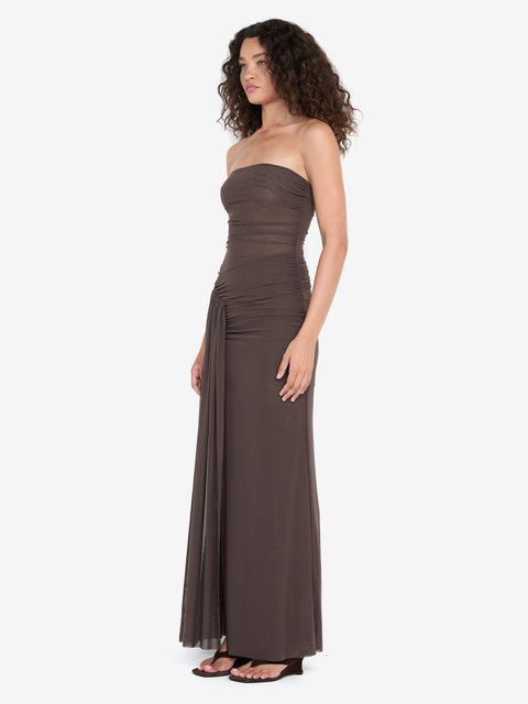 IDA STRAPLESS DRESS - MILK CHOCOLATE