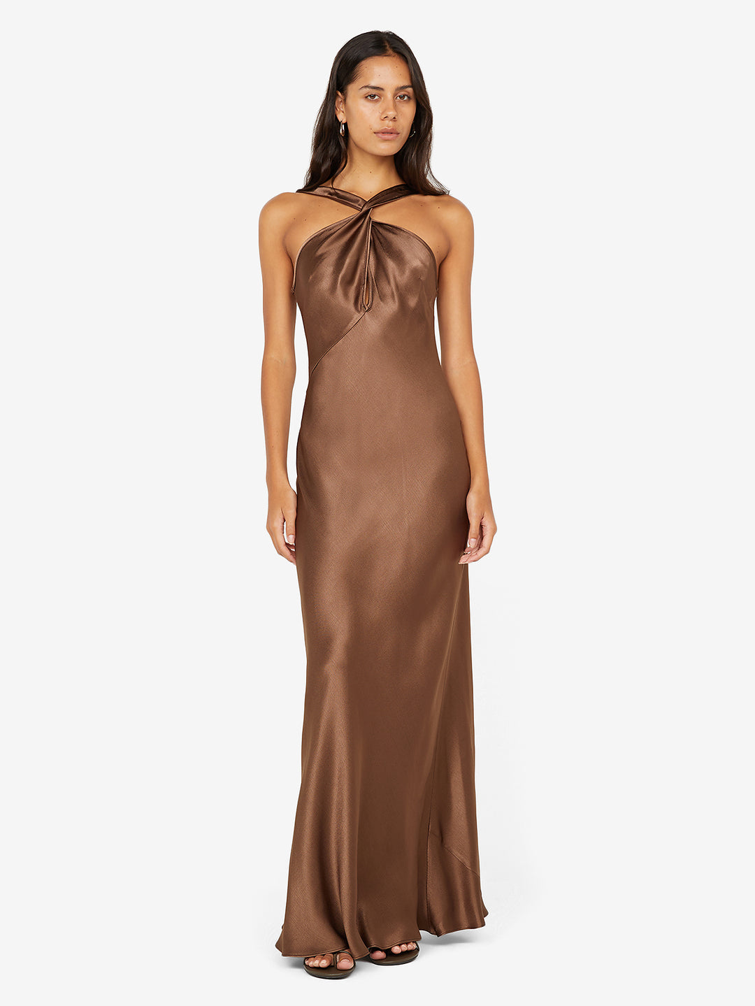 ELISIA TWIST MAXI DRESS - MILK CHOCOLATE