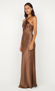 ELISIA TWIST MAXI DRESS - MILK CHOCOLATE