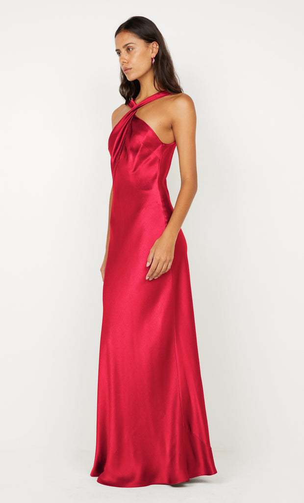 ELISIA TWIST MAXI DRESS - STRAWBERRY