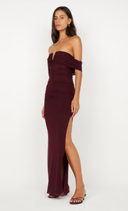 POPPY GATHERED MAXI DRESS - PLUM