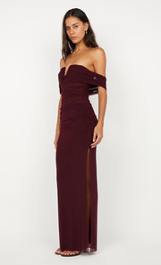 POPPY GATHERED MAXI DRESS - PLUM