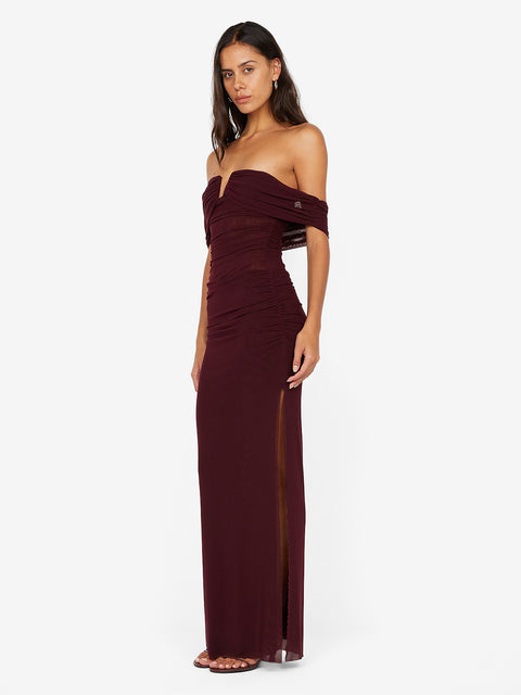 POPPY GATHERED MAXI DRESS - PLUM